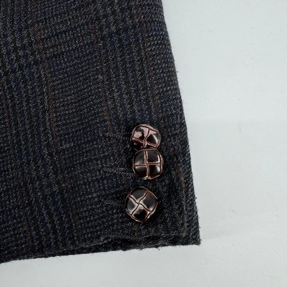 Oak Hill Mens Gray Glen Check Plaid 58L Two Button Blazer Sport Coat Jacket